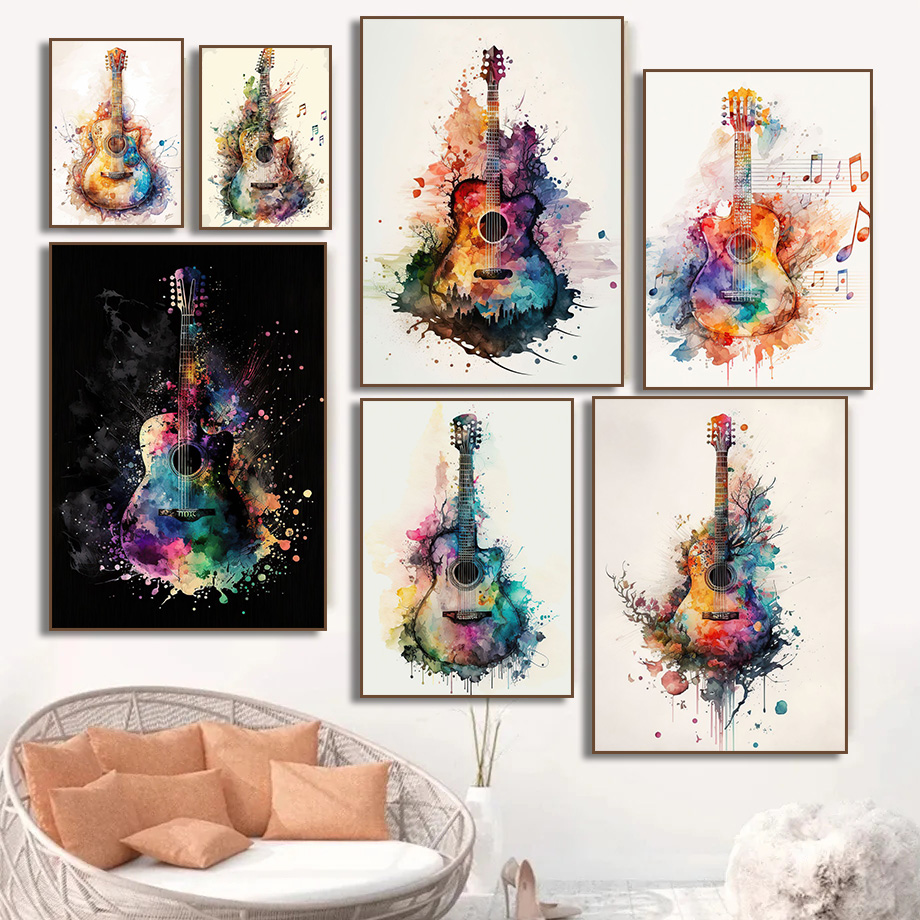 Music Instrument Guitar Waterc - Picture Of Musical Instrument review and price
